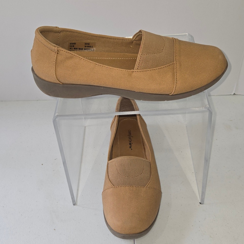 Comfortview Starr Tan Slip On Loafers Womens 9.5 M Comfort Flats 39709 Camel
